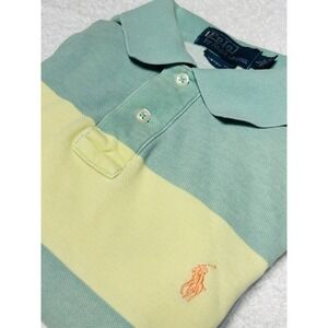 POLO RALPH LAUREN Men's Large Polo Shirt Bold Pastel Striped Cotton Pony VTG